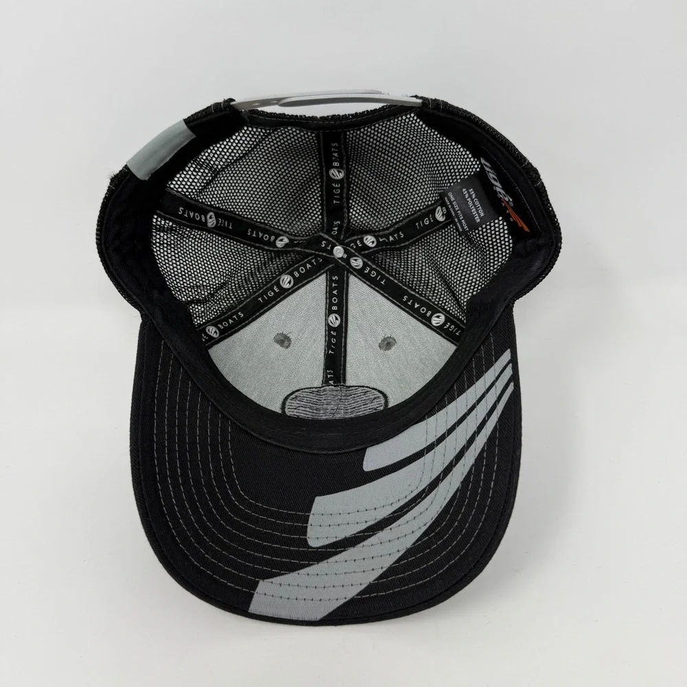 Tige Boats‎ Trucker Hat Grey Black Embroidered Patch Snapback Mesh Cap OSFM
